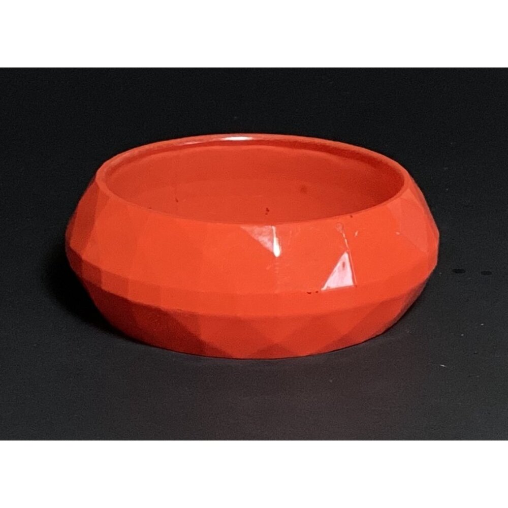 Vintage 1980s Chunky Faceted Orange Lucite Bangle Bracelet Opaque - Picture 5 of 7